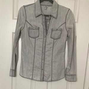 Guess women’s vintage gray washed western top Size S